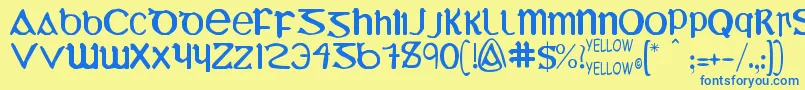 YyUmiExtendedCharacters Font – Blue Fonts on Yellow Background