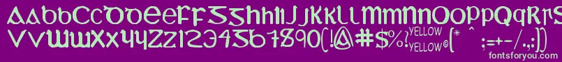 YyUmiExtendedCharacters Font – Green Fonts on Purple Background