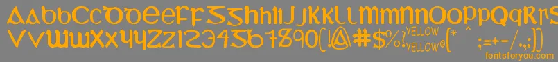 YyUmiExtendedCharacters Font – Orange Fonts on Gray Background