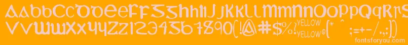 YyUmiExtendedCharacters Font – Pink Fonts on Orange Background