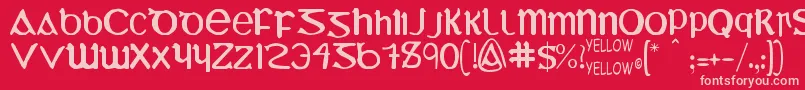 YyUmiExtendedCharacters Font – Pink Fonts on Red Background