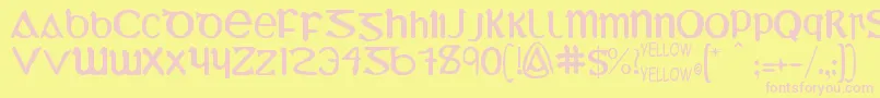 YyUmiExtendedCharacters Font – Pink Fonts on Yellow Background