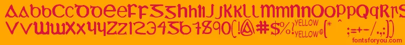 YyUmiExtendedCharacters Font – Red Fonts on Orange Background