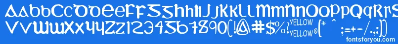 YyUmiExtendedCharacters Font – White Fonts on Blue Background