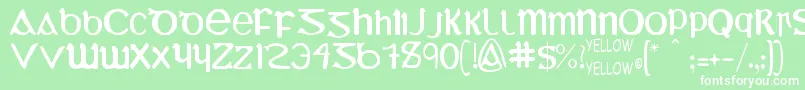 YyUmiExtendedCharacters Font – White Fonts on Green Background