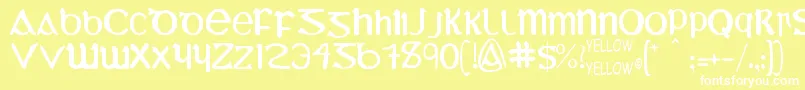 YyUmiExtendedCharacters Font – White Fonts on Yellow Background