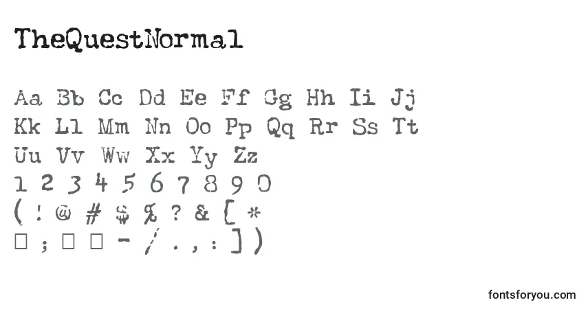 Czcionka TheQuestNormal – alfabet, cyfry, specjalne znaki