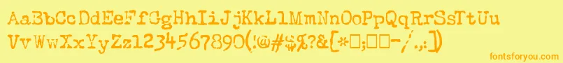 フォントTheQuestNormal – オレンジの文字が黄色の背景にあります。