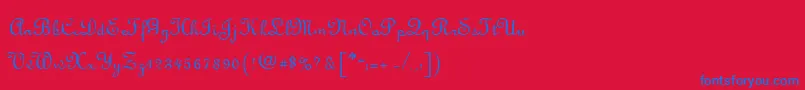 LyranoRegular Font – Blue Fonts on Red Background
