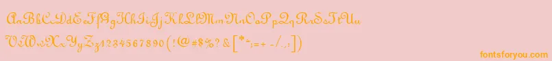 フォントLyranoRegular – オレンジの文字がピンクの背景にあります。