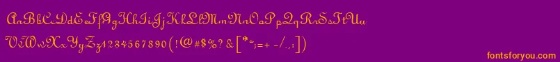 フォントLyranoRegular – 紫色の背景にオレンジのフォント