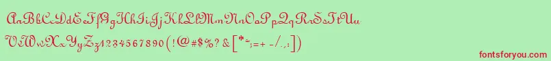 LyranoRegular-Schriftart – Rote Schriften auf grünem Hintergrund