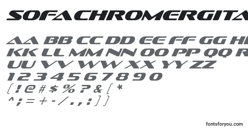 Schriftart SofachromergItalic – Alphabet, Zahlen, spezielle Symbole