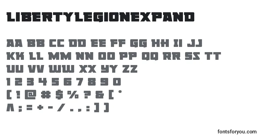 Libertylegionexpand-fontti – aakkoset, numerot, erikoismerkit