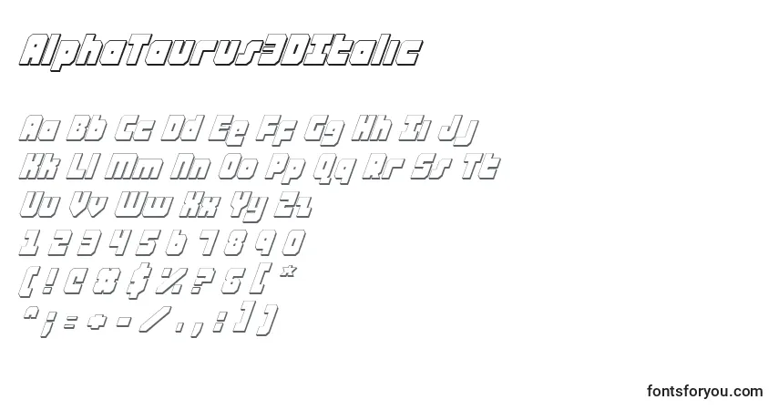 Шрифт AlphaTaurus3DItalic – алфавит, цифры, специальные символы
