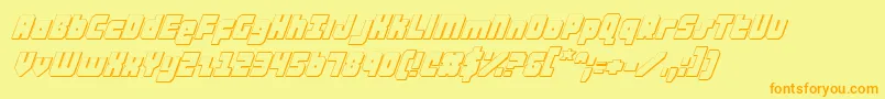 AlphaTaurus3DItalic-Schriftart – Orangefarbene Schriften auf gelbem Hintergrund