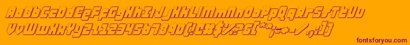 AlphaTaurus3DItalic-Schriftart – Violette Schriften auf orangefarbenem Hintergrund