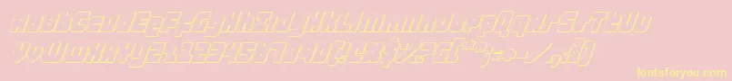 AlphaTaurus3DItalic-Schriftart – Gelbe Schriften auf rosa Hintergrund