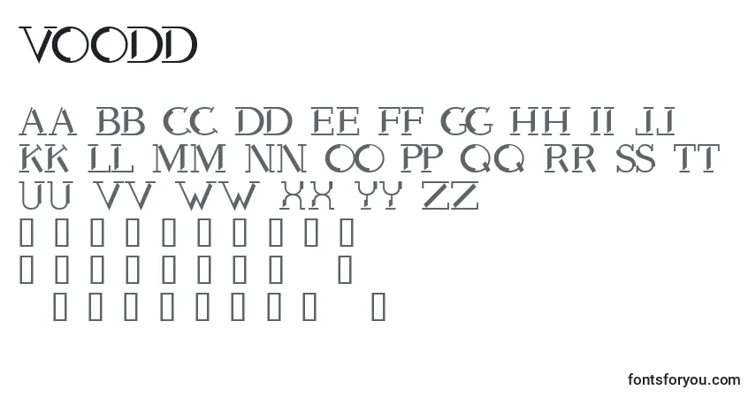 Schriftart Voodd – Alphabet, Zahlen, spezielle Symbole