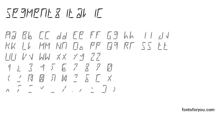 Шрифт Segment8Italic – алфавит, цифры, специальные символы