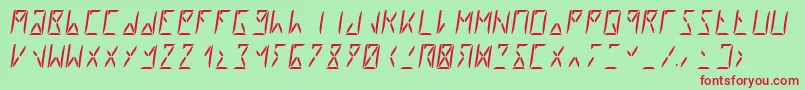 Fonte Segment8Italic – fontes vermelhas em um fundo verde