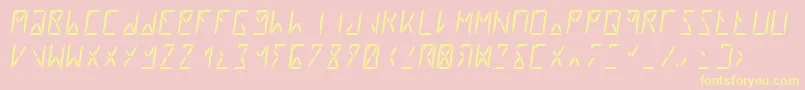 Fonte Segment8Italic – fontes amarelas em um fundo rosa