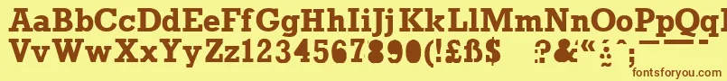 フォントProunBoldBold – 茶色の文字が黄色の背景にあります。