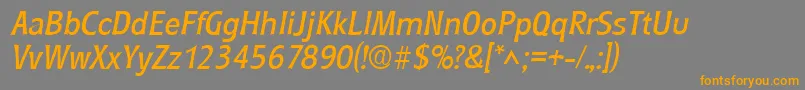 RoundestItalic-Schriftart – Orangefarbene Schriften auf grauem Hintergrund