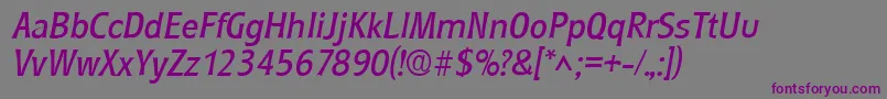 フォントRoundestItalic – 紫色のフォント、灰色の背景