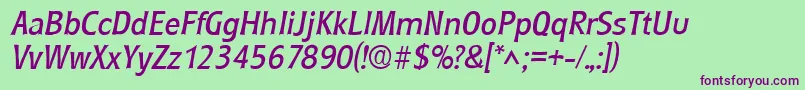 Czcionka RoundestItalic – fioletowe czcionki na zielonym tle