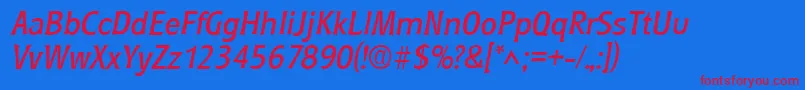 RoundestItalic Font – Red Fonts on Blue Background