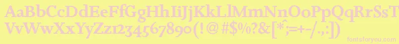 JosieDemiRegular-fontti – vaaleanpunaiset fontit keltaisella taustalla