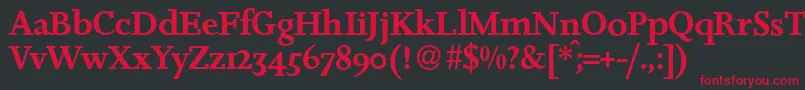 フォントJosieDemiRegular – 黒い背景に赤い文字