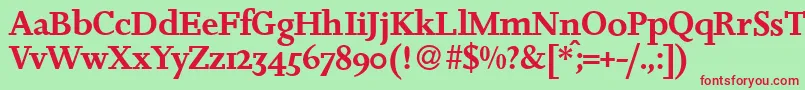 JosieDemiRegular Font – Red Fonts on Green Background