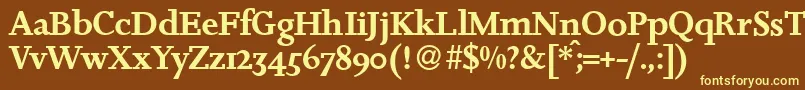 JosieDemiRegular-fontti – keltaiset fontit ruskealla taustalla