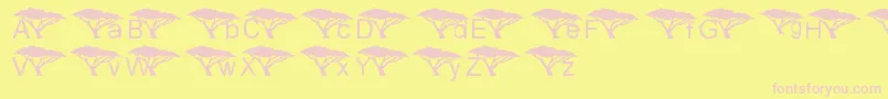 フォントLmsUnderAnAcaciaTree – ピンクのフォント、黄色の背景