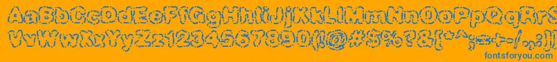 DashDotBrk-Schriftart – Blaue Schriften auf orangefarbenem Hintergrund