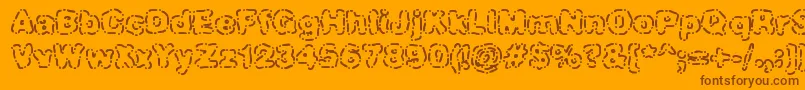 DashDotBrk-Schriftart – Braune Schriften auf orangefarbenem Hintergrund