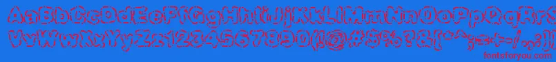 DashDotBrk-Schriftart – Rote Schriften auf blauem Hintergrund