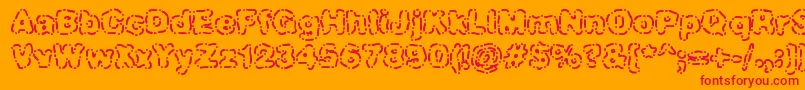 DashDotBrk-Schriftart – Rote Schriften auf orangefarbenem Hintergrund