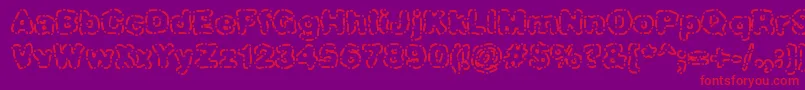 DashDotBrk-Schriftart – Rote Schriften auf violettem Hintergrund