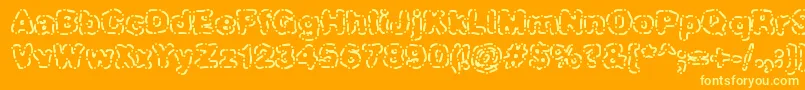 DashDotBrk-Schriftart – Gelbe Schriften auf orangefarbenem Hintergrund