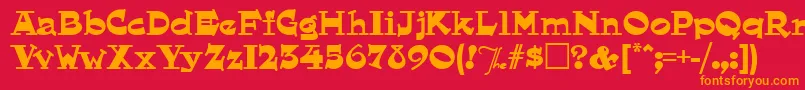 フォントHornswoggled – 赤い背景にオレンジの文字