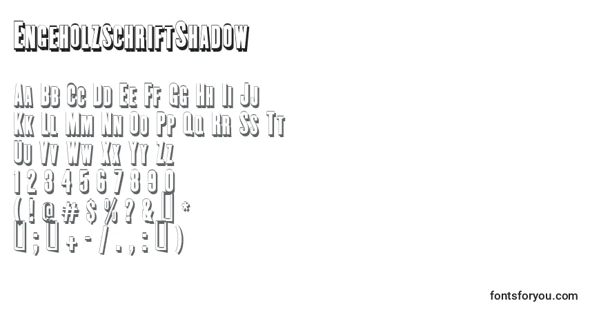 Шрифт EngeholzschriftShadow – алфавит, цифры, специальные символы