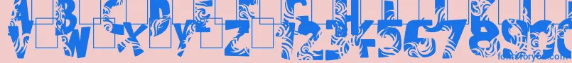 Tuamotu-fontti – siniset fontit vaaleanpunaisella taustalla