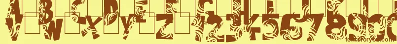 Fonte Tuamotu – fontes marrons em um fundo amarelo