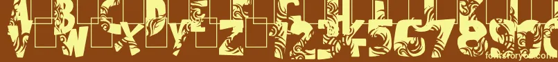 フォントTuamotu – 黄色のフォント、茶色の背景