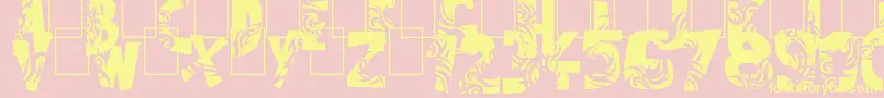 Tuamotu-Schriftart – Gelbe Schriften auf rosa Hintergrund