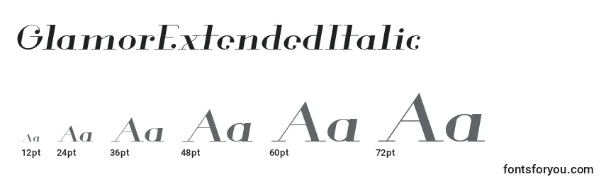 Размеры шрифта GlamorExtendedItalic