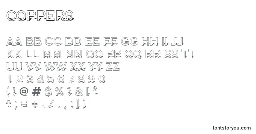 Шрифт Copper9 – алфавит, цифры, специальные символы